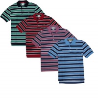 Short Sleeve Multi-stripe Pique Polo