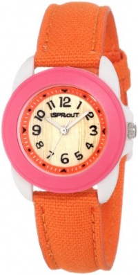 Sprout Women's ST/1042PKIVOR Orange Organic Cotton Strap Bamboo Dial Eco-Friendly Watch