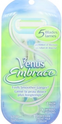 Gillette Venus Embrace Women's Razor 1 Razor 2 Refill Cartridges And 1 Showerpod, 1.000 Count