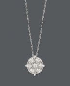 Let style come full circle in this dazzling diamond pendant. A cluster of round-cut diamonds (1/5 ct. t.w.) shine against a 14k white gold setting. Approximate length: 18 inches. Approximate drop: 3/8 inch.