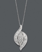 Style and grace. This fluid, marquise-shaped pendant dazzles in round-cut diamonds (1/2 ct. t.w.). Setting and chain crafted in 14k white gold. Approximate length: 18 inches. Approximate drop: 3/4 inch.