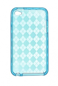 Premium TPU Flexi Soft Gel Skin compatible with iPod Touch 4th Generation, 4th Gen - Blue Checkers Argyle Print