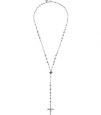 G by GUESS Men's Silver-Tone Rosary Chain Necklace with C, SILVER