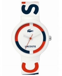 Sport some fresh color with this lively unisex Goa watch by Lacoste!