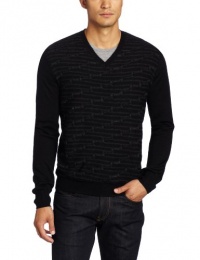 Calvin Klein Sportswear Men's Diagonal Stripe Tipped V-Neck Sweater