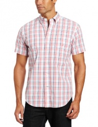 Nautica Men's Short Sleeve Poplin Plaid Woven, Desert Rose, XX-Large