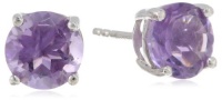 Sterling Silver 8mm Round Amethyst Earrings