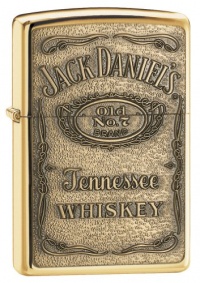 Zippo Jack Daniel's Label Brass Emblem Pocket Lighter