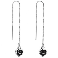 Handcrafted Spiral Heart 925 Silver Threader Earrings