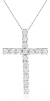 Sterling Silver Swarovski Cubic Zirconia Cross Pendant Necklace, 18