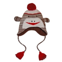 Muk Luks Women's Monkey Sock Hat, Red/White, One Size