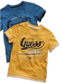 GUESS Kids Little Boy Embroidered V-Neck Tee, BLUE (7)