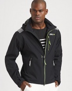 The epitome of modern versatility, the Regatta jacket is crafted from sleek microfiber with water-resistant properties and a detachable hood for function and style.Zip frontAttached hoodZippered chest, waist slash pocketsAbout 28 from shoulder to hemPolyesterMachine washImported