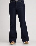 Straight-legged and topstitched, in crisp stretch cotton denim.THE FITCurved waistband Medium rise Inseam, about 33½THE DETAILSMetal button and zip closure Square rivet detail Belt loops Two front pockets with single coin pocket Plain back patch pockets Unlined Belgium cotton/elastene; machine wash Imported