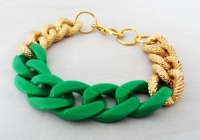 Chunky Link Bracelet with Green & Gold Links