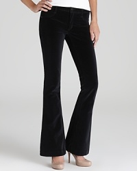 Give your skinny pants the night off and take these velvet-touch James jeans out on the town--a flattering flared trumpet leg lends an elegant drape to these black beauties.