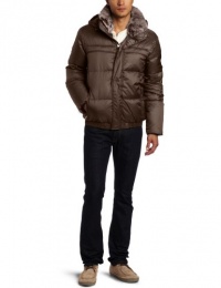 Marc New York by Andrew Marc Men's Artic Down Filled Bomber Nylon Jacket with Fur Collar, Espresso, X-Large