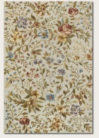 Couristan 0231/0031 EDEN Spring Blooms 108-Inch by 144-Inch Wool Area Rug, Ivory/Azure