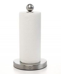 Take pride in your kitchen by keeping your countertops and other surfaces sparkling clean. This paper towel holder has a unique ratchet design and stands strong with a weighted, nonskid base, letting you pull and tear off paper with one hand. Limited lifetime warranty.