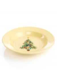 Make it merry. An extra-festive twist on an old favorite, the Christmas Tree rim soup bowl is decked with ornaments to match every Fiesta color.