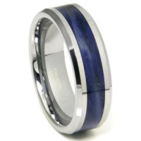 Tungsten Carbide Blue Riverstone Inlay Wedding Band Ring Sz 11.0 SN#731