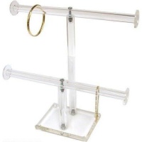 2 Tier Clear Acrylic T-Bar Bracelet Necklace Jewelry Displays Stands