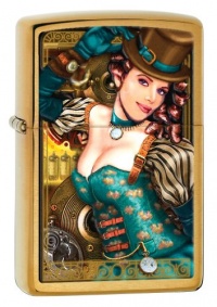 Zippo Brushed Brass Industrial Machinery Lady Lighter