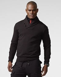 A handsome shawl collar lends a hint of polish to a warm pullover in a soft fleece construction.