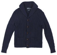 Polo Ralph Lauren Men's Cotton-Cashmere Cabled Shawl-Collar Cardigan Sweater (Medium, Bright Navy)