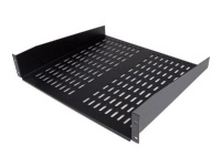 StarTech.com 2U 16-Inch 50lbs / 22kg Universal Vented Rack Mount Cantilever with Fixed Server Cabinet Shelf - CABSHELFV (Black)