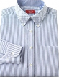 Ralph Lauren CHAPS Mens Wrinkle Free Slim Fit Oxford Dress Shirt Size 16 1/2 Sleeve 36/37 Blue Stripe