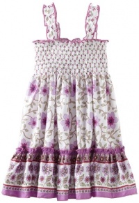 Blueberi Boulevard Girls 2-6X TG Smock Floral Border Sundress, White, 4T