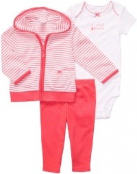 Carter's 3 pc Cardigan Set Girls poppy stripe, 12 Months