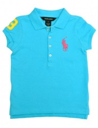 Ralph Lauren Toddler Girls Big Pony Pop Polo, Chroma Blue, 5