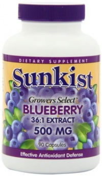 Sunkist Grower Select Blueberry Capsules, 500 mg, 90-Count Bottles (Pack of 2)