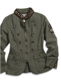 GUESS Kids Girls Big Girl Military Jacket, OLIVE (7/8)