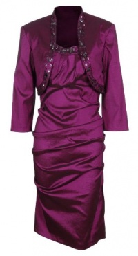 R&M Richards Womens Beaded Taffeta Jacket Dress Set