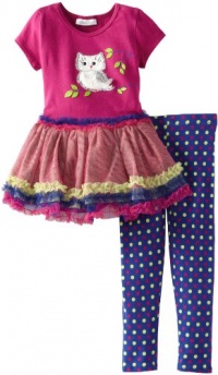 Bonnie Jean Girls 2-6X Owl Tutu Legging Set, Magenta, 6