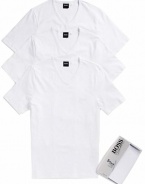 Boss By Hugo Boss Men's V-Neck Pure Cotton 3-PK White T-Shirt (Medium)