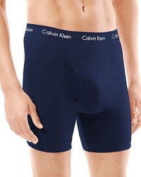 Everyday boxer briefs are essential to every man's wardrobe, so stock up with a 2-pack of these boldly hued Calvin Klein basics in soft, breathable cotton with a bit of stretch for added support.