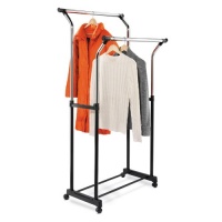 Honey-Can-Do GAR-01119 Adjustable Height Clothing Rack, with Two Bars for Garments