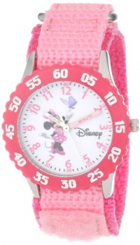 Disney Girls' W000025 Time Teacher Stainless Steel and Nylon Minnie Mouse Watch