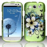 Green Flowers Hard Case Faceplate Protector Cover For Samsung Galaxy S3 i9300