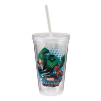 Vandor Marvel Heroes 18-Ounce Acrylic Travel Cup with Lid and Straw, Multicolored