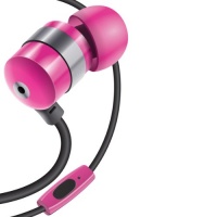 GOgroove audiOHM HF Ergonomic Earphones Wired Headset w/ Hands-Free Microphone & Deep Bass ( Neon Pink ) for Samsung , HTC , Nokia , BlackBerry , Apple iPhone & More Phones , Tablets , and MP3 Players