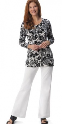 Collections Etc - Carol Floral Paisley 3/4 Sleeve Cardigan