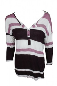 KUT From The Kloth Womens Striped Long Sleeve Henley Shirt