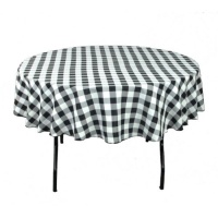 70 in. Round Polyester Tablecloth Black & White Checker