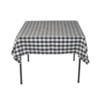 54 in. Square Polyester Tablecloth Black & White Checker