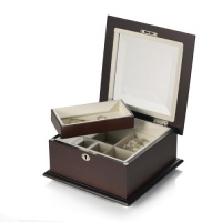 Wallace Dark Walnut Sq Jewel Box w/beveled lid and tray